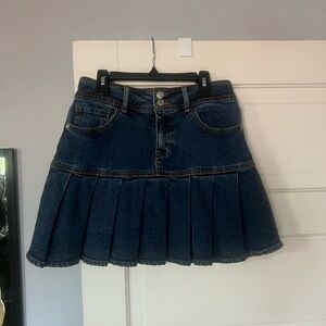 Denim Pleated Skirt